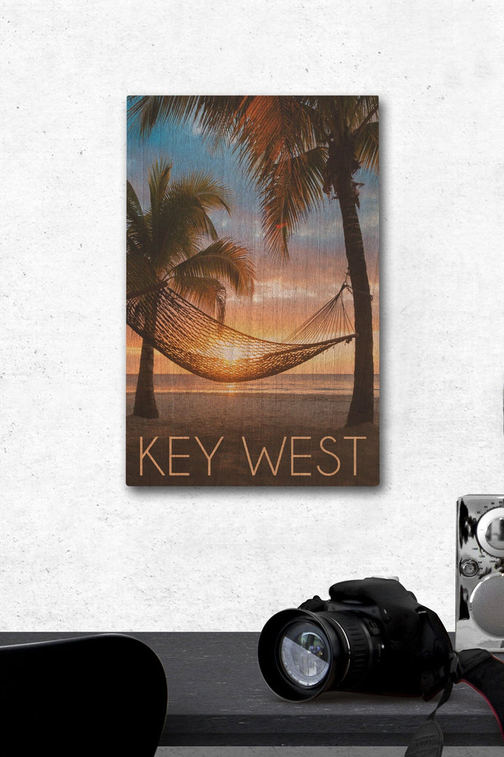 Key West, Florida, Hammock & Sunset, Lantern Press Photography, Wood Signs and Postcards Wood Lantern Press 12 x 18 Wood Gallery Print 