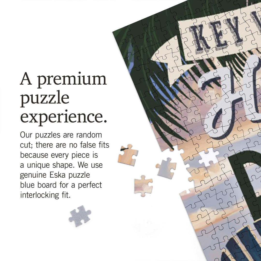Key West, Florida is My Happy Place, Adirondack Chairs and Sunset, Florida, Jigsaw Puzzle Puzzle Lantern Press 