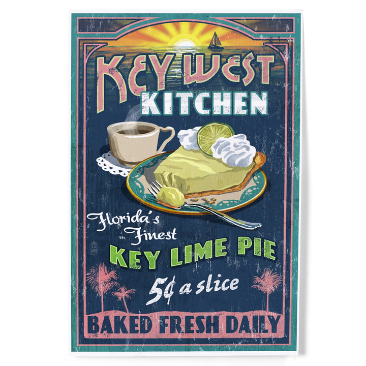 Key West, Florida, Key Lime Pie Vintage Sign, Art & Giclee Prints Art Lantern Press 