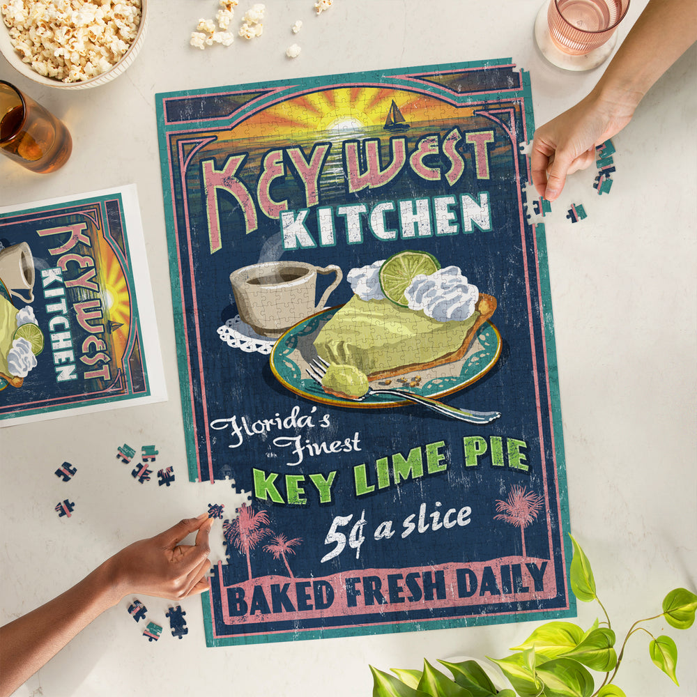 Key West, Florida, Key Lime Pie Vintage Sign, Jigsaw Puzzle Puzzle Lantern Press 