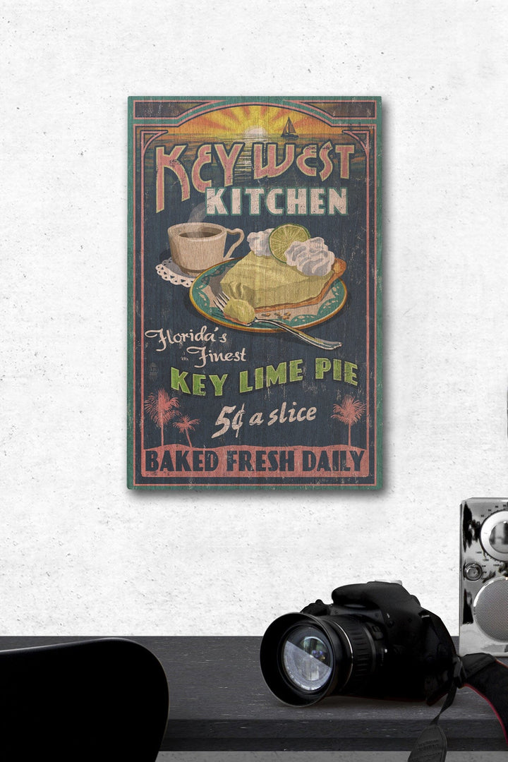 Key West, Florida, Key Lime Pie Vintage Sign, Lantern Press Artwork, Wood Signs and Postcards Wood Lantern Press 12 x 18 Wood Gallery Print 