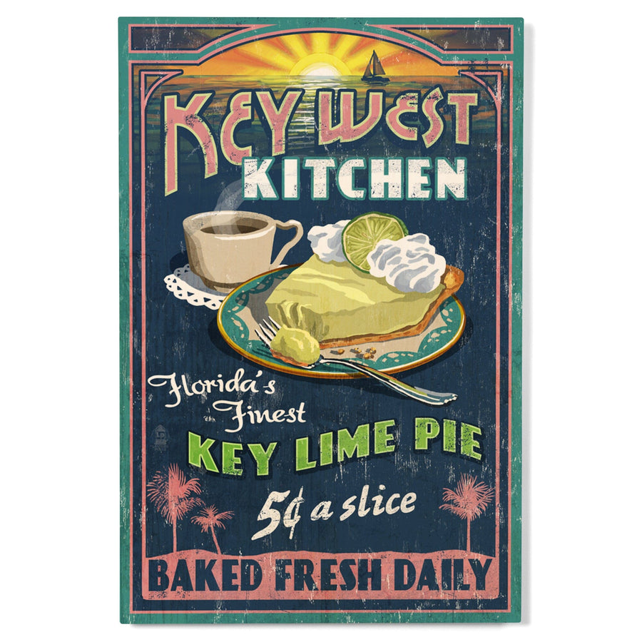 Key West, Florida, Key Lime Pie Vintage Sign, Lantern Press Artwork, Wood Signs and Postcards Wood Lantern Press 