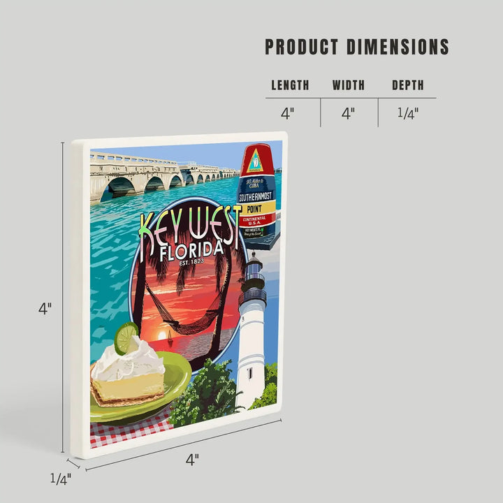 Key West, Florida, Montage, Sunset, Coasters Coasters Lantern Press 