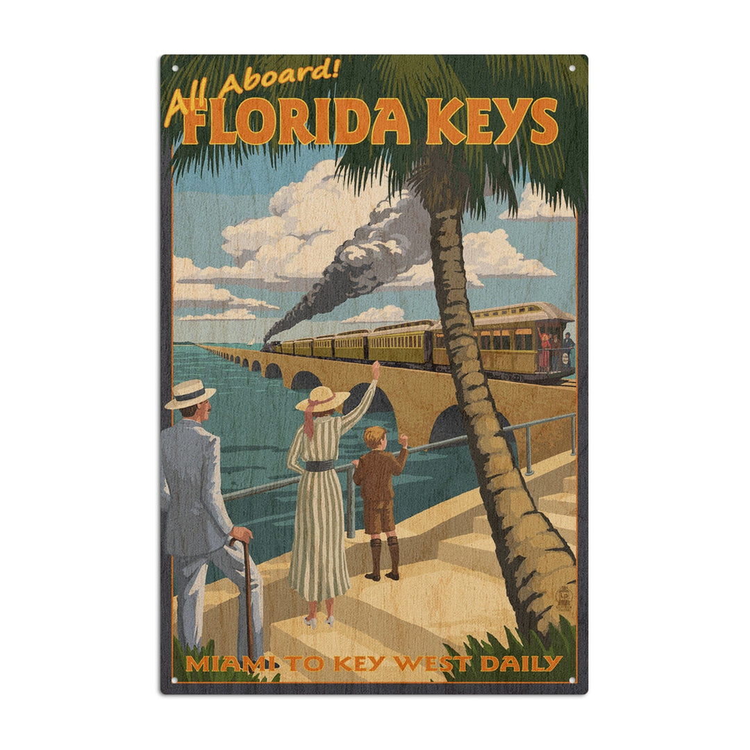 Key West, Florida, Railroad, Lantern Press Artwork, Wood Signs and Postcards Wood Lantern Press 10 x 15 Wood Sign 