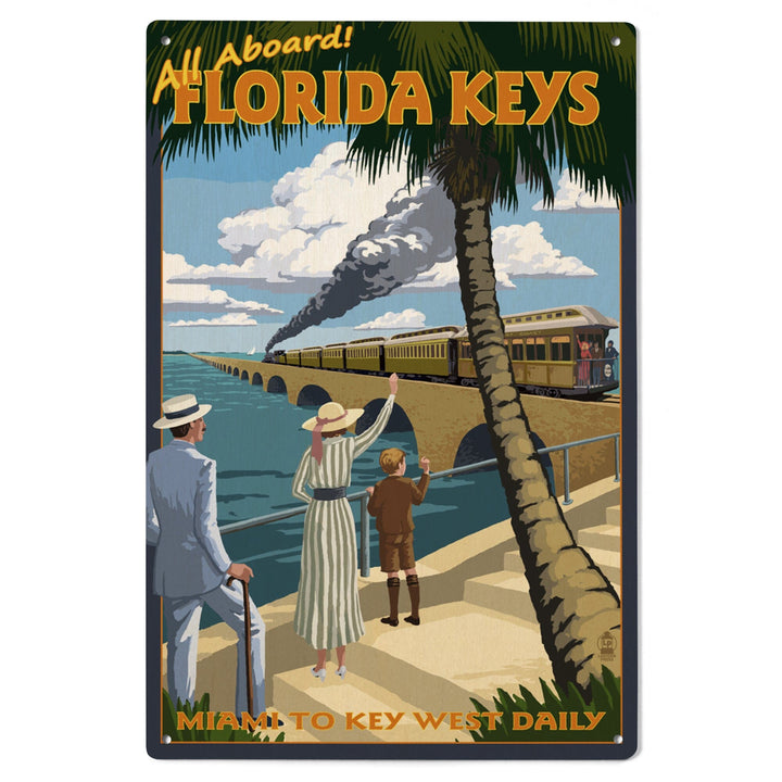 Key West, Florida, Railroad, Lantern Press Artwork, Wood Signs and Postcards Wood Lantern Press 