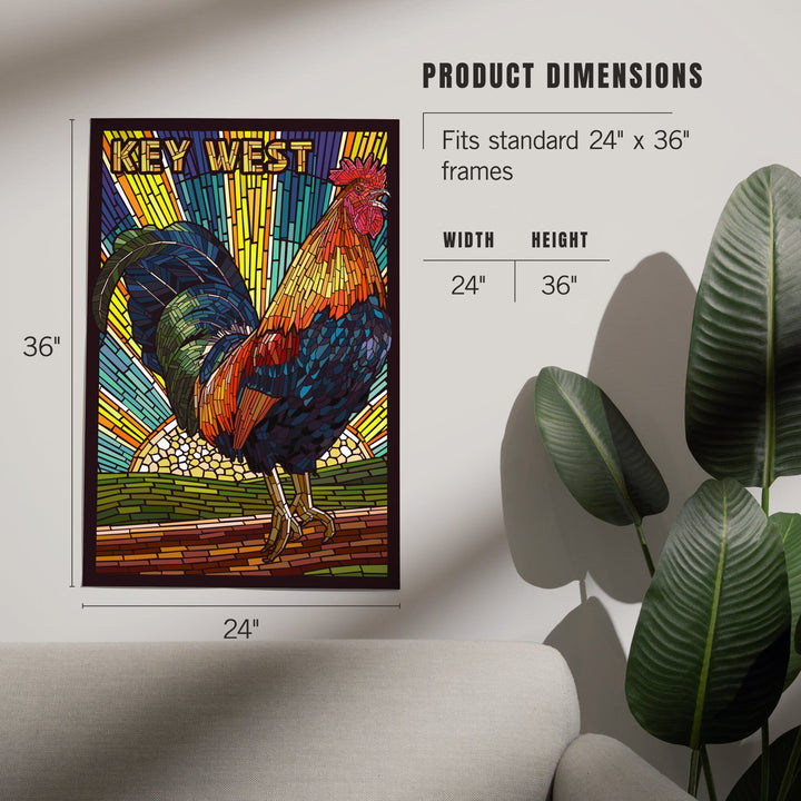 Key West, Florida, Rooster Mosaic, Art & Giclee Prints Art Lantern Press 