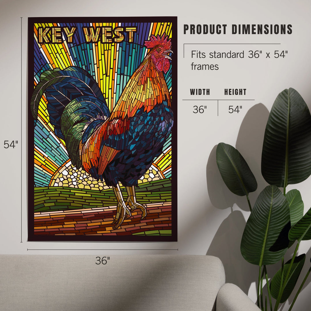 Key West, Florida, Rooster Mosaic, Art & Giclee Prints Art Lantern Press 