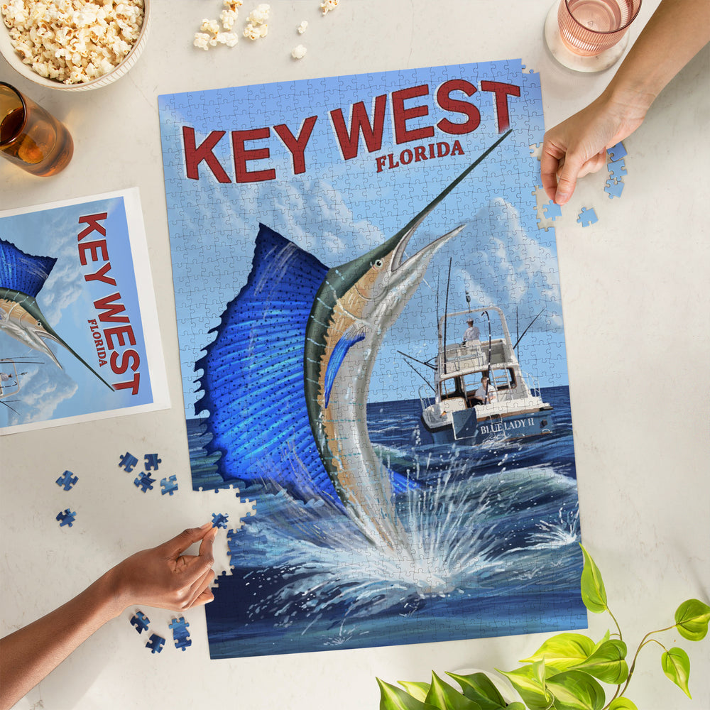 Key West, Florida, Sailfish Deep Sea Fishing, Jigsaw Puzzle Puzzle Lantern Press 