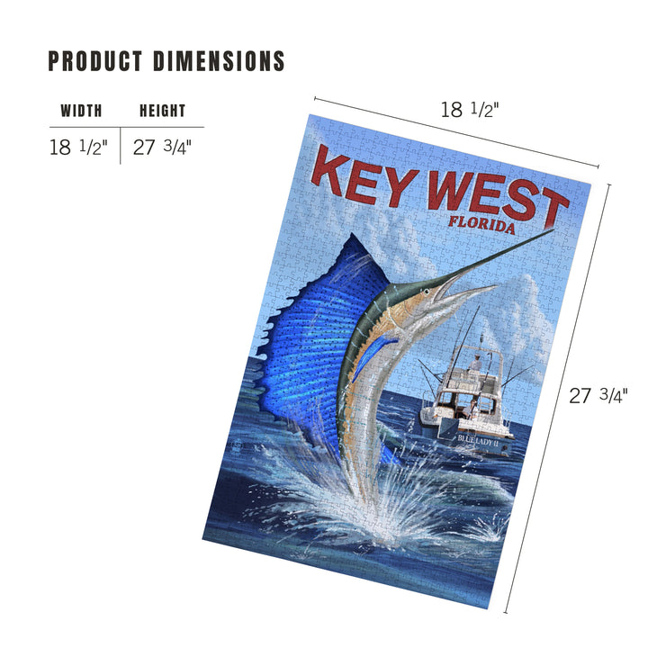Key West, Florida, Sailfish Deep Sea Fishing, Jigsaw Puzzle Puzzle Lantern Press 