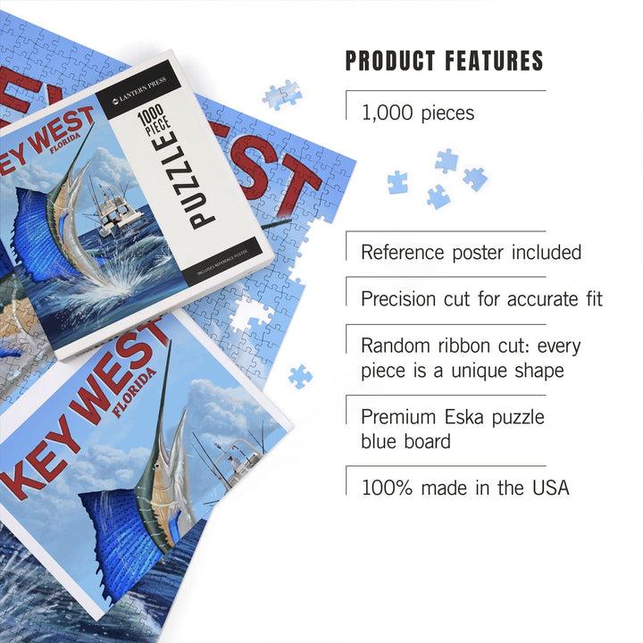 Key West, Florida, Sailfish Deep Sea Fishing, Jigsaw Puzzle Puzzle Lantern Press 