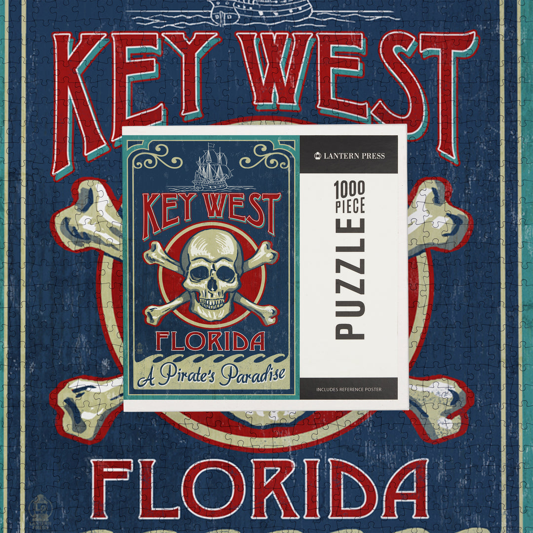 Key West, Florida, Skull and Crossbones, Jigsaw Puzzle Puzzle Lantern Press 