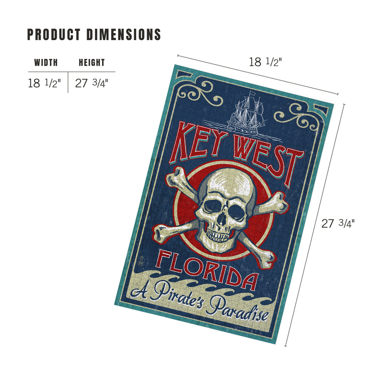 Key West, Florida, Skull and Crossbones, Jigsaw Puzzle Puzzle Lantern Press 