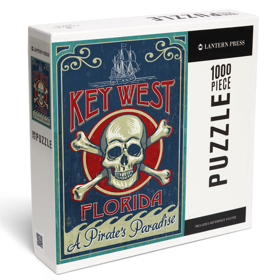 Key West, Florida, Skull and Crossbones, Jigsaw Puzzle Puzzle Lantern Press 