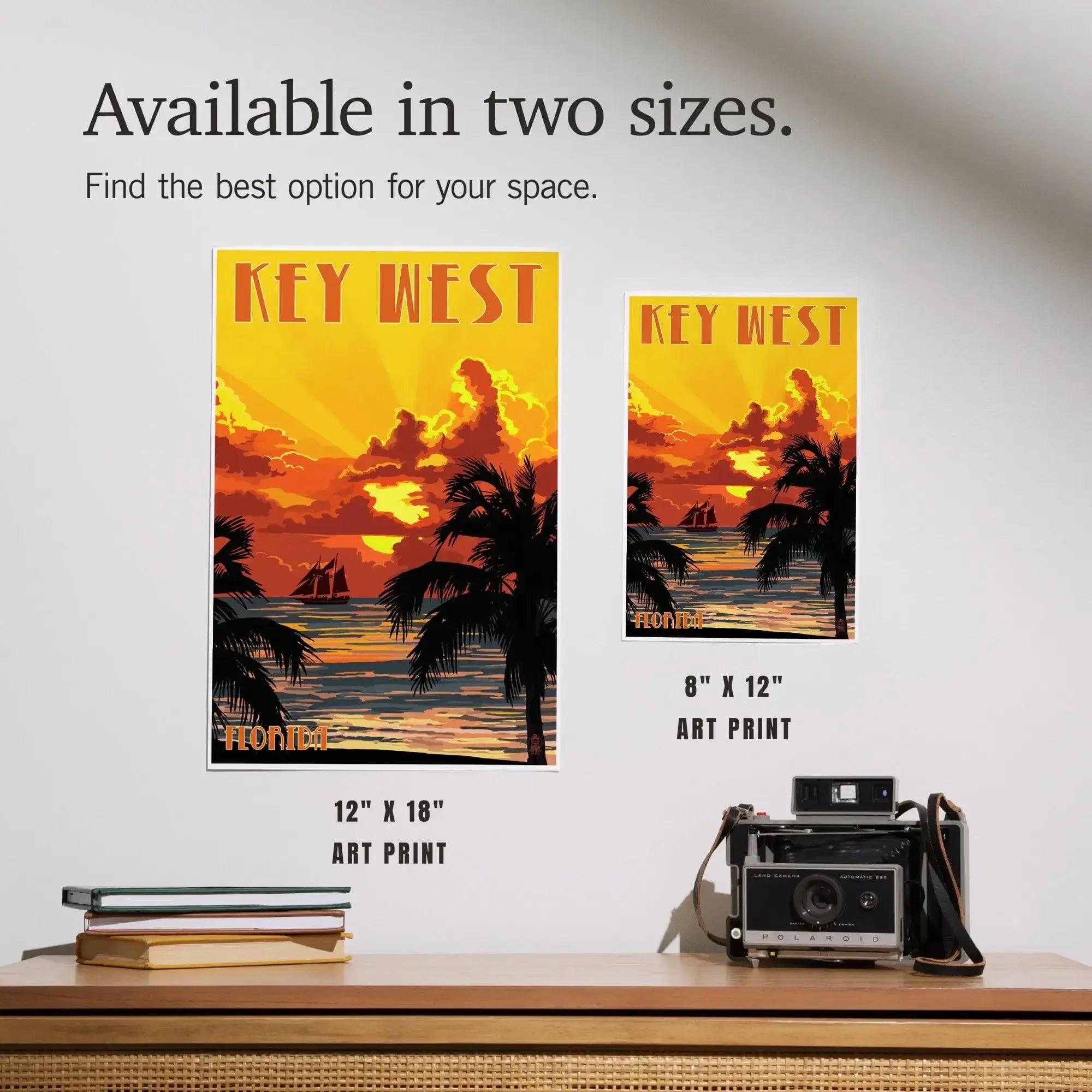 Key West, Florida, Sunset and Ship art prints, metal signs
