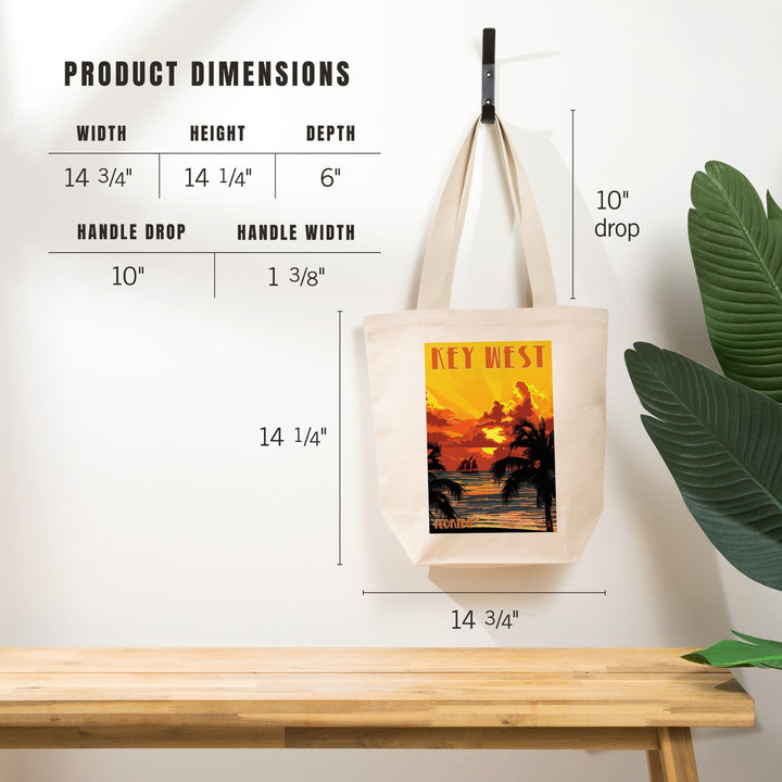 Key West, Florida, Sunset and Ship, Tote Bag Totes Lantern Press 