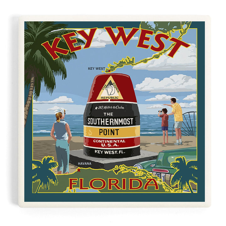 Key West, Florida, The Southernmost Point, Coasters Coasters Lantern Press 