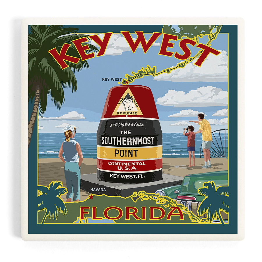 Key West, Florida, The Southernmost Point, Coasters Coasters Lantern Press 