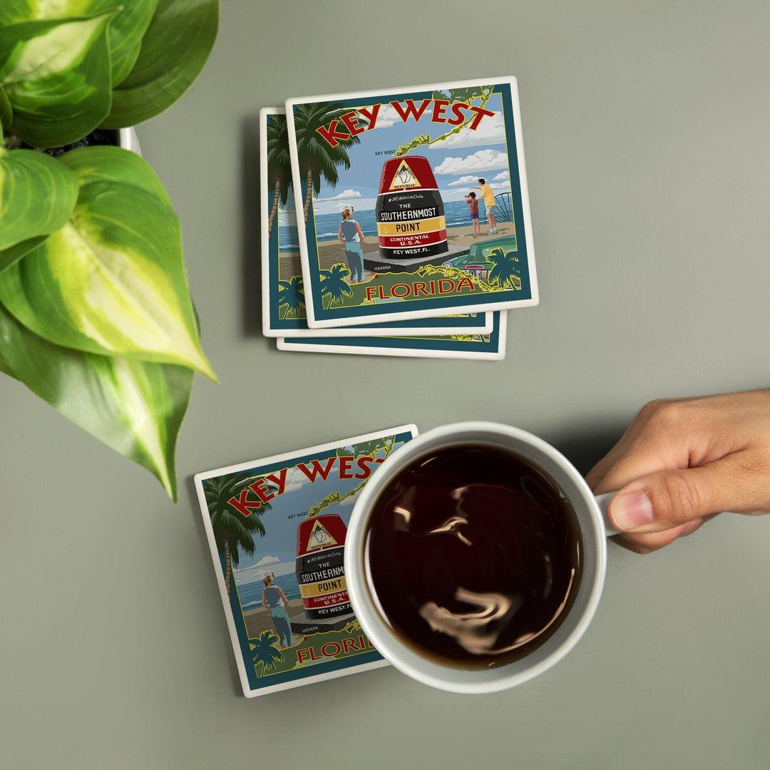 Key West, Florida, The Southernmost Point, Coasters Coasters Lantern Press 