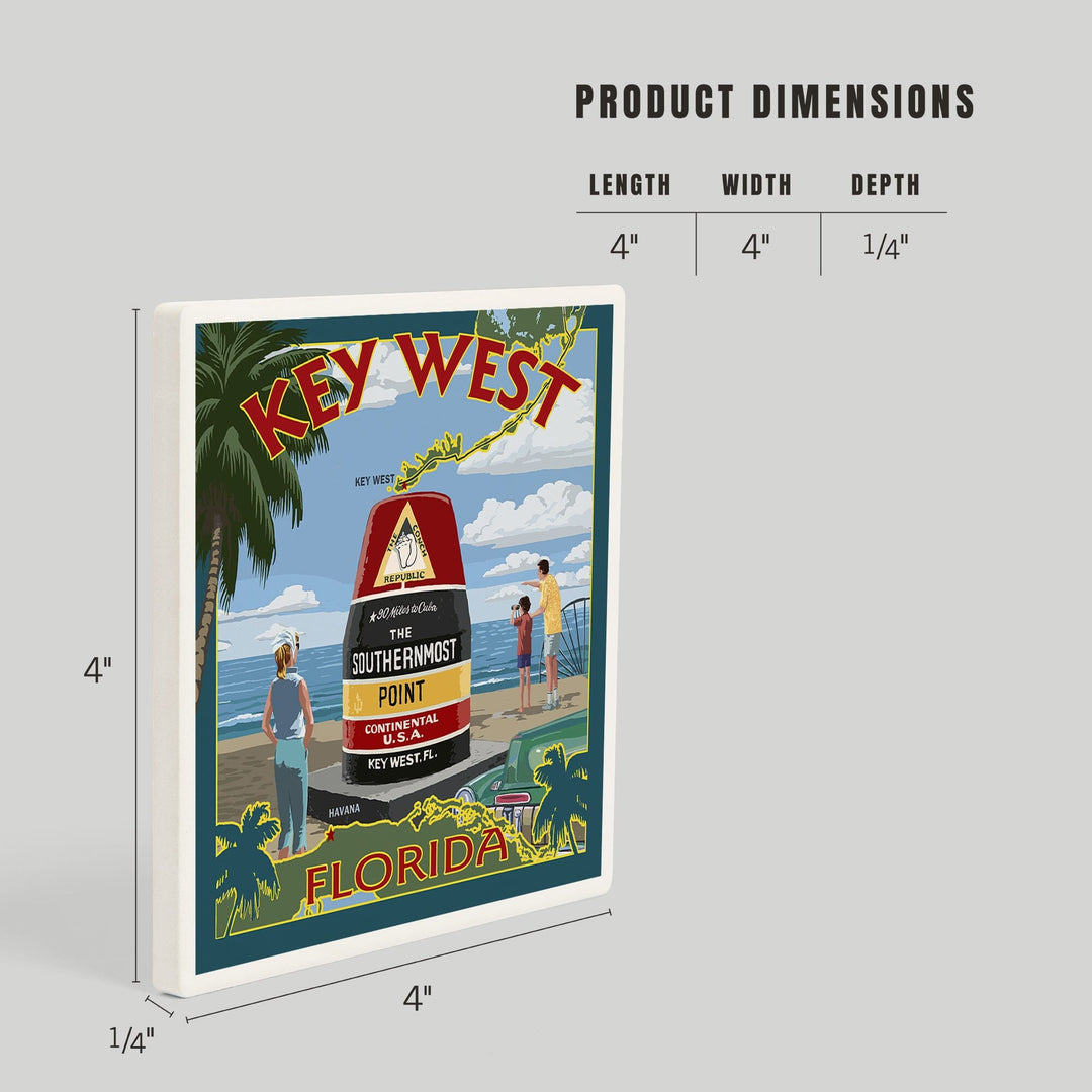 Key West, Florida, The Southernmost Point, Coasters Coasters Lantern Press 