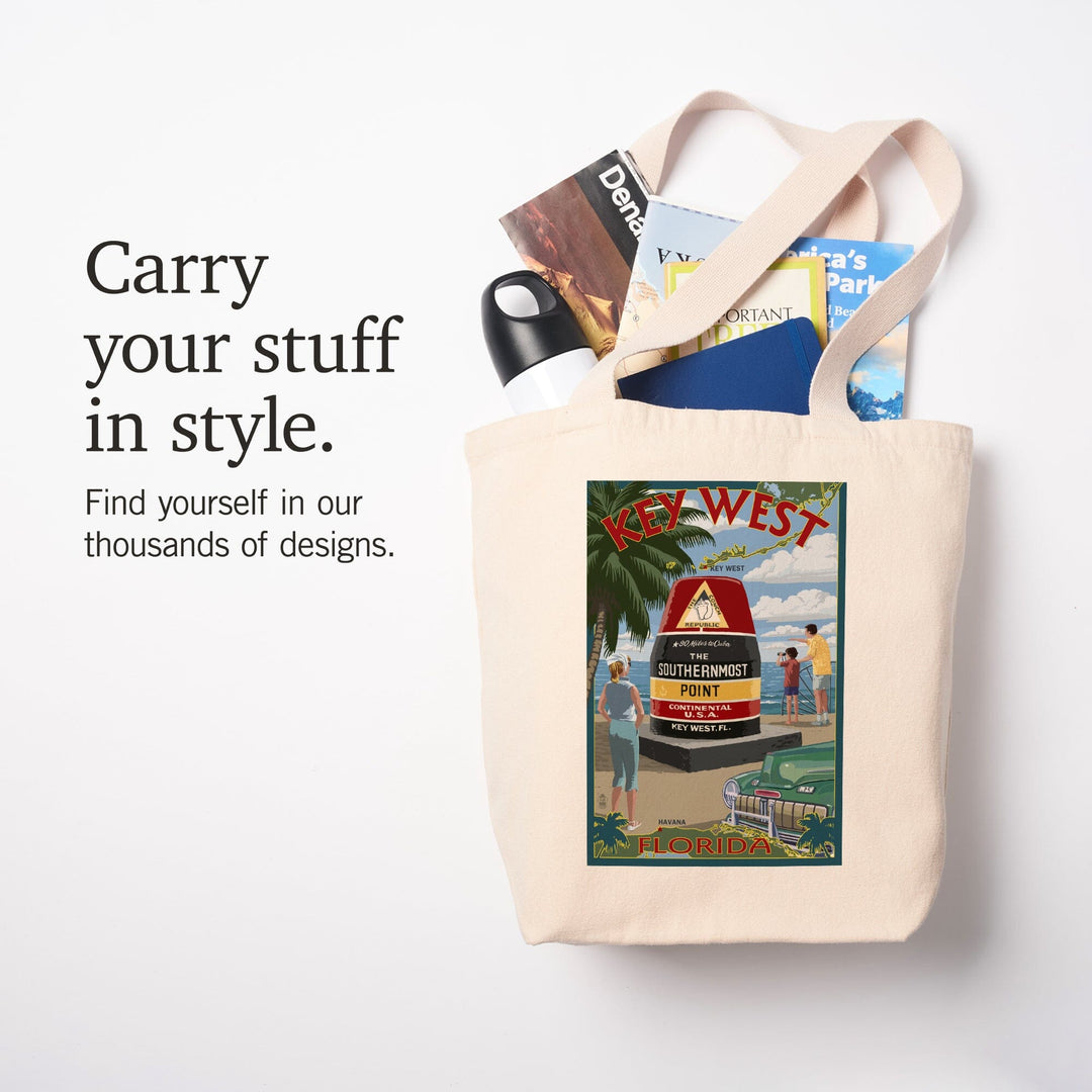 Key West, Florida, The Southernmost Point, Tote Bag Totes Lantern Press 