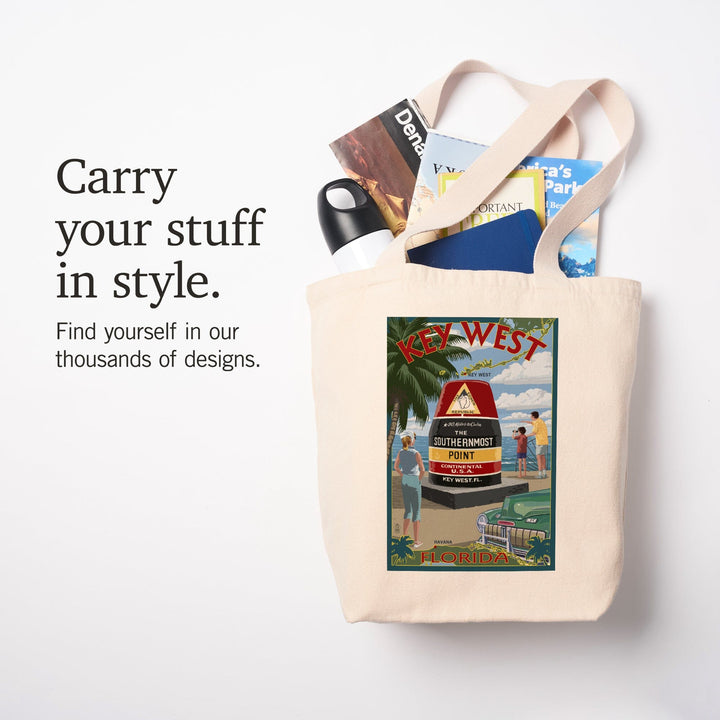 Key West, Florida, The Southernmost Point, Tote Bag Totes Lantern Press 