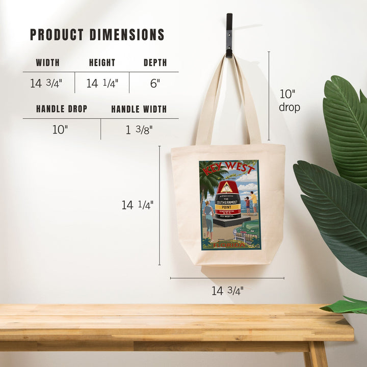 Key West, Florida, The Southernmost Point, Tote Bag Totes Lantern Press 