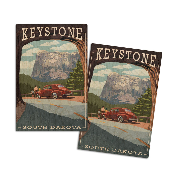 Keystone, South Dakota, Tunnel Scene, Lantern Press Artwork, Wood Signs and Postcards Wood Lantern Press 4x6 Wood Postcard Set 