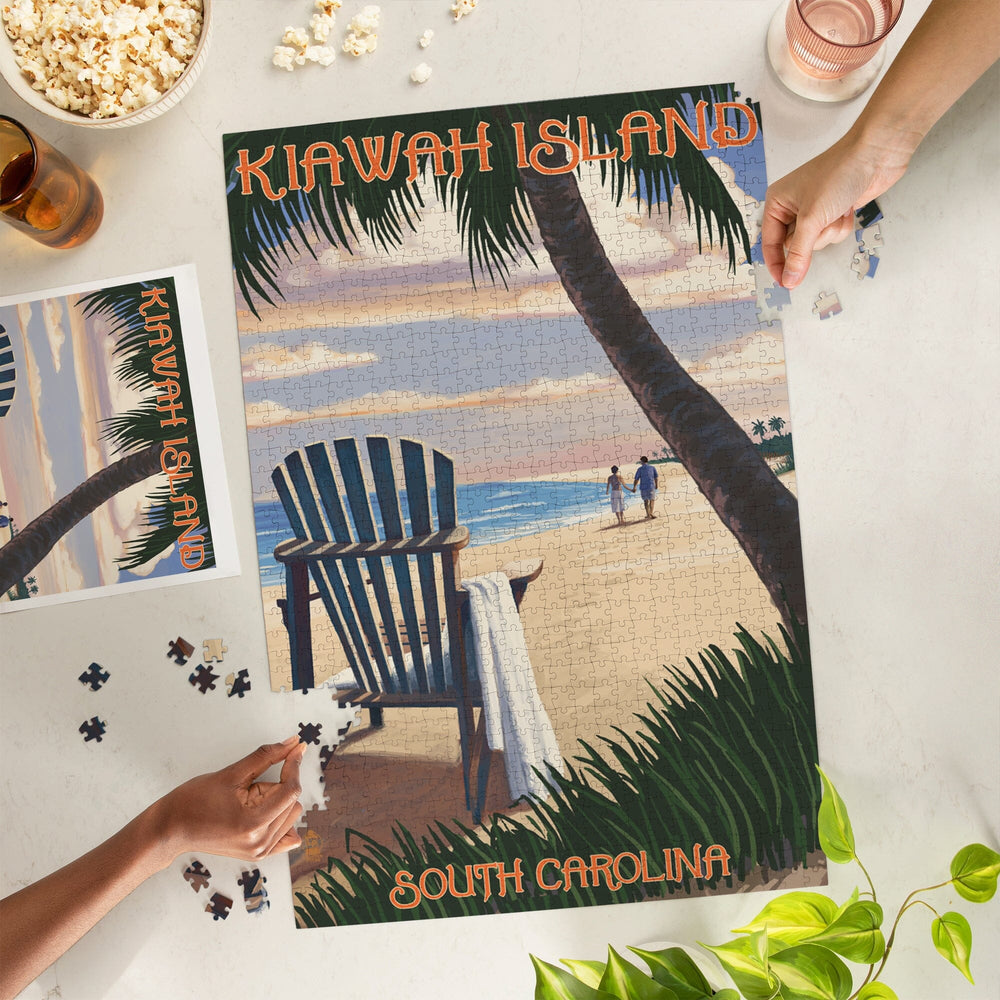 Kiawah Island, South Carolina, Adirondack and Palms, Jigsaw Puzzle Puzzle Lantern Press 