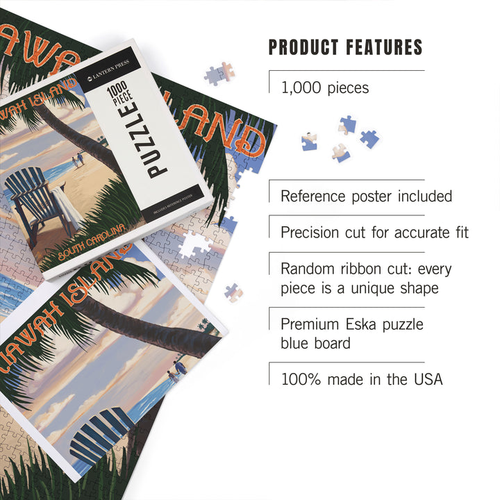 Kiawah Island, South Carolina, Adirondack and Palms, Jigsaw Puzzle Puzzle Lantern Press 
