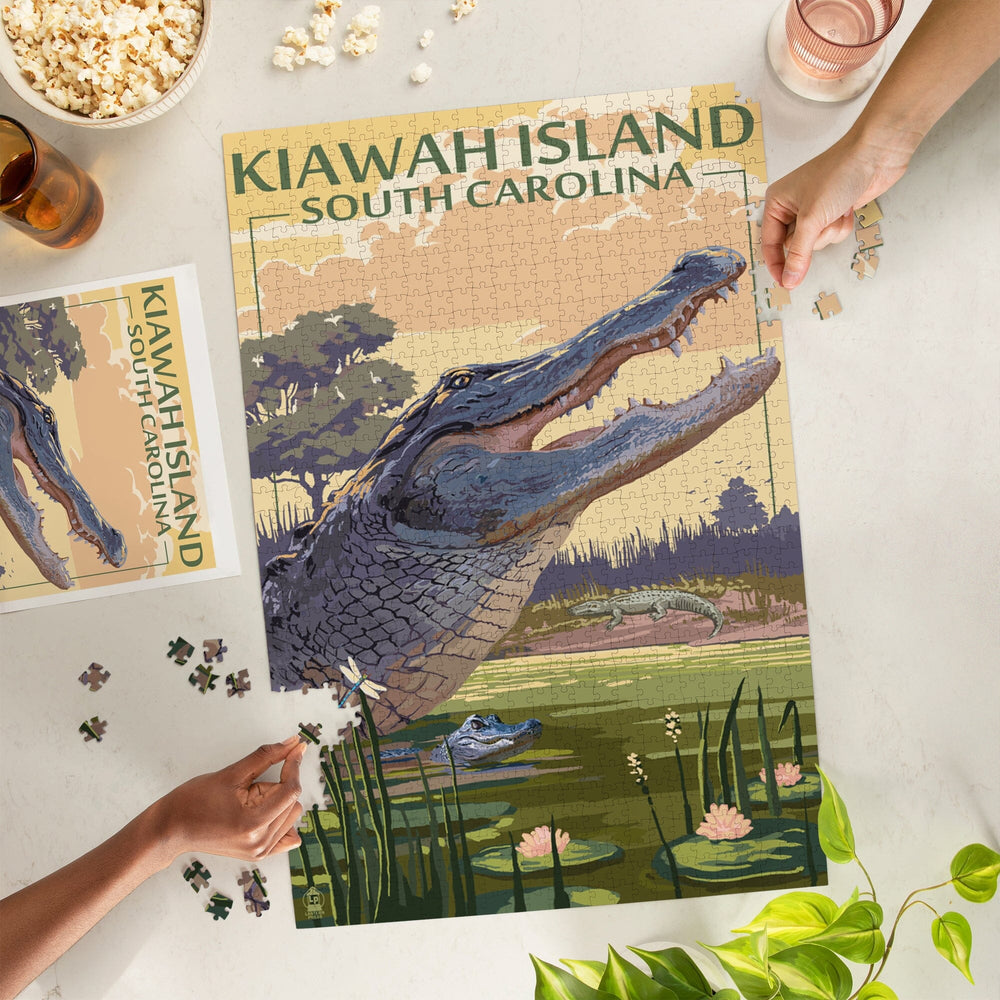 Kiawah Island, South Carolina, Alligator in Pond Scene, Jigsaw Puzzle Puzzle Lantern Press 