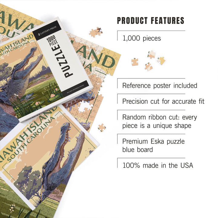 Kiawah Island, South Carolina, Alligator in Pond Scene, Jigsaw Puzzle Puzzle Lantern Press 