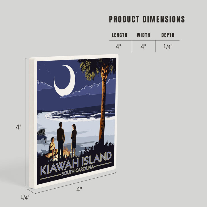 Kiawah Island, South Carolina, Palmetto Moon and Bonfire, Coasters Coasters Lantern Press 