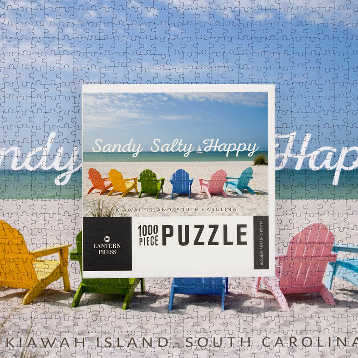 Kiawah Island, South Carolina, Sandy Salty Happy, Jigsaw Puzzle Puzzle Lantern Press 