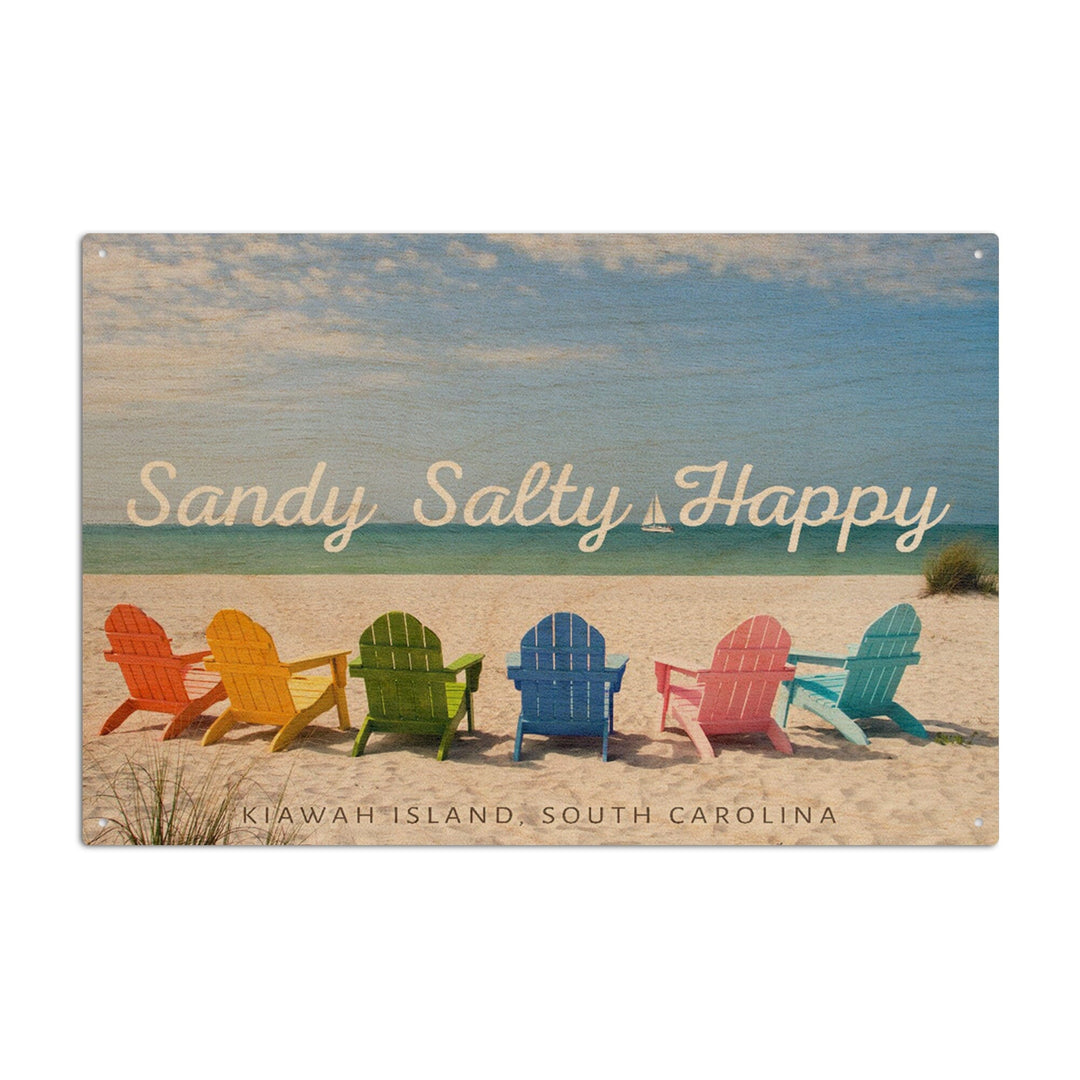 Kiawah Island, South Carolina, Sandy Salty Happy, Lantern Press Photography, Wood Signs and Postcards Wood Lantern Press 10 x 15 Wood Sign 