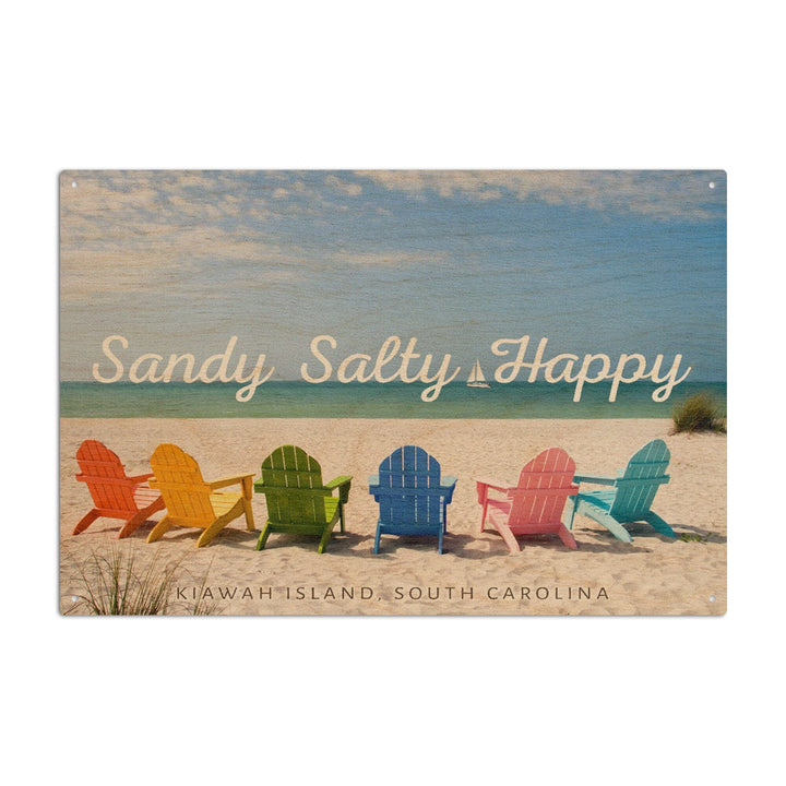 Kiawah Island, South Carolina, Sandy Salty Happy, Lantern Press Photography, Wood Signs and Postcards Wood Lantern Press 6x9 Wood Sign 