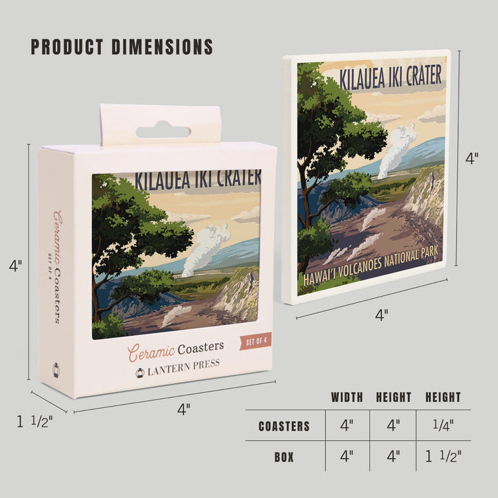 Kilauea Iki Crater, Hawaii Volcanoes National Park, Lantern Press Artwork, Coaster Set - Lantern Press