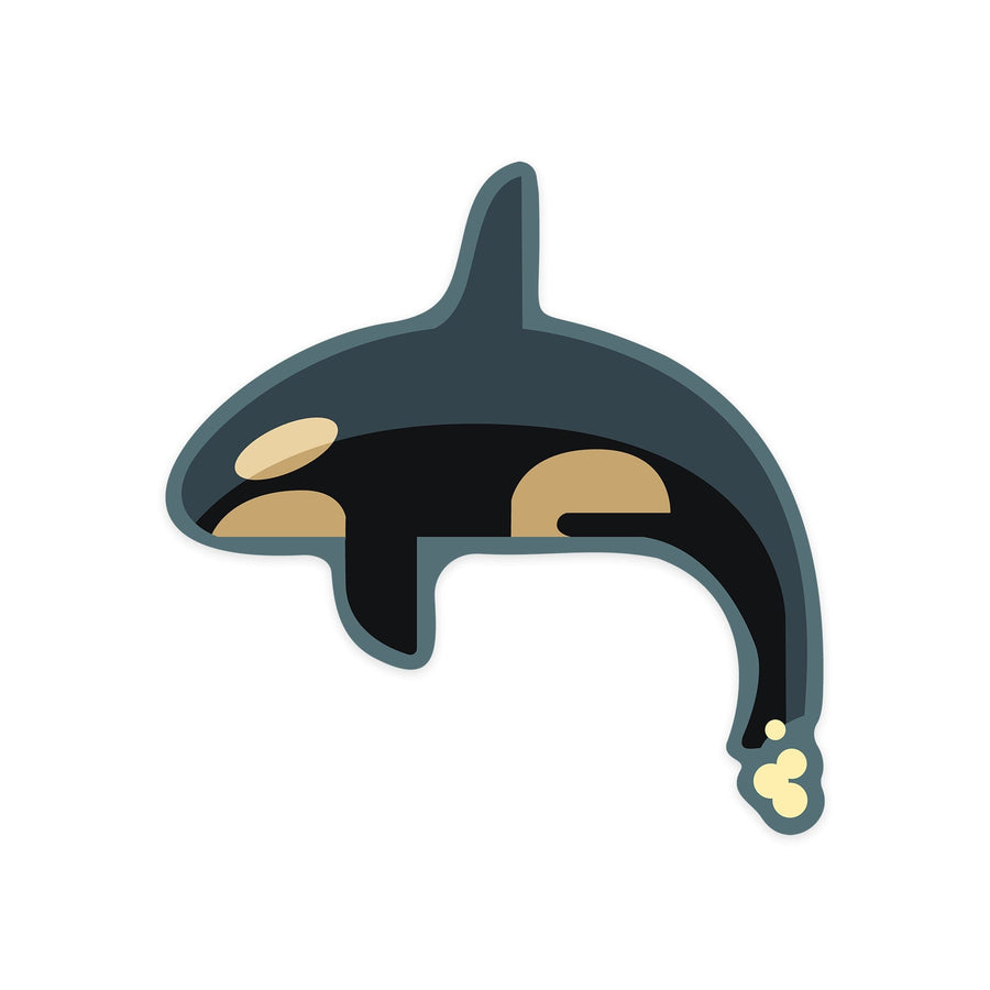 Killer Whale, Orca, Geometric, Contour, Lantern Press Artwork, Vinyl Sticker - Lantern Press