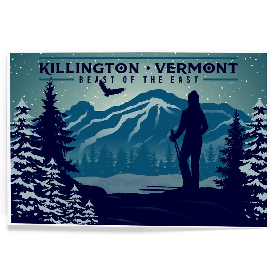 Killington, Vermont, Beast of the East, Skier and Mountain, Art & Giclee Prints Art Lantern Press 