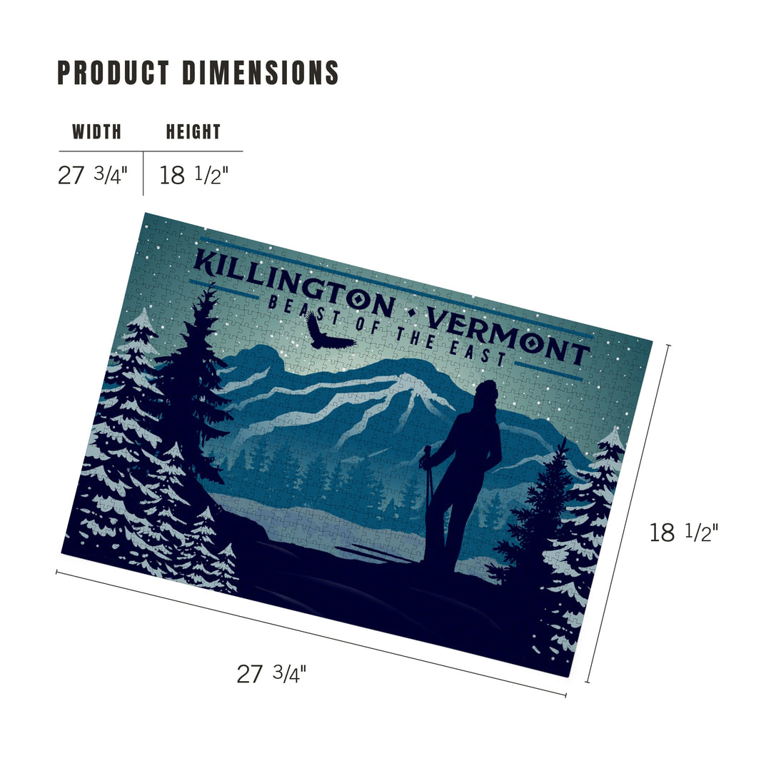 Killington, Vermont, Beast of the East, Skier and Mountain, Jigsaw Puzzle Puzzle Lantern Press 