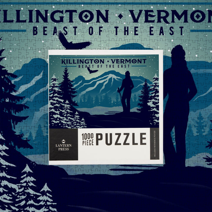 Killington, Vermont, Beast of the East, Skier and Mountain, Jigsaw Puzzle Puzzle Lantern Press 