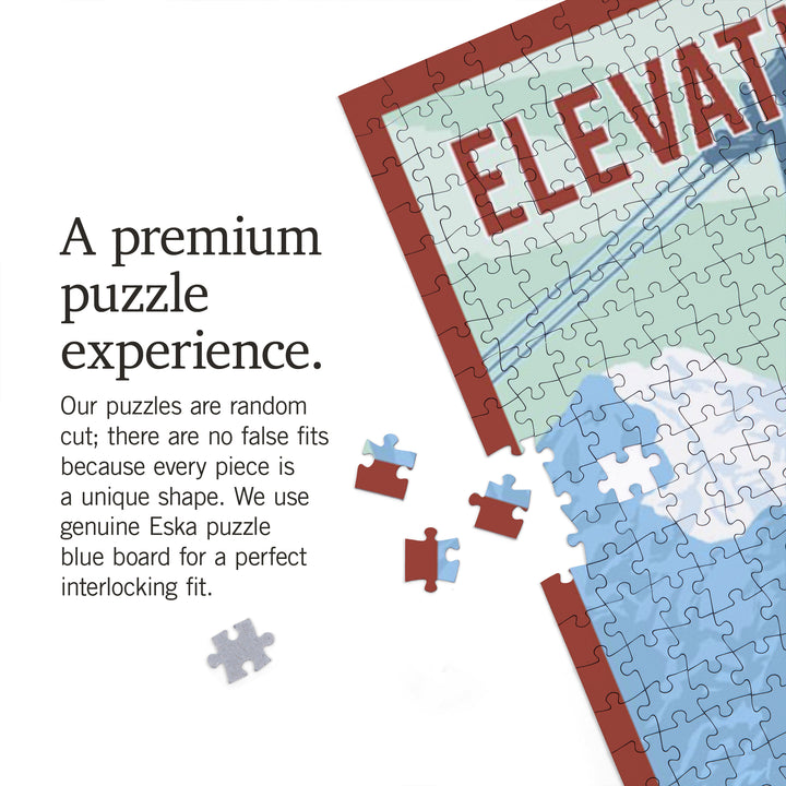 Killington, Vermont, Elevation, Skier and Tram, Jigsaw Puzzle Puzzle Lantern Press 
