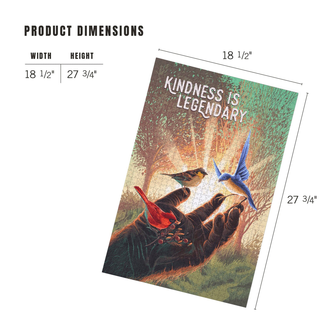 Kindness is Legendary, Bigfoot With Birds, Green, Jigsaw Puzzle - Lantern Press