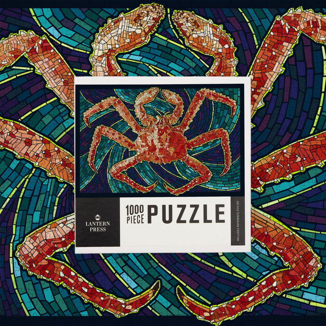 King Crab, Mosaic, Jigsaw Puzzle Puzzle Lantern Press 