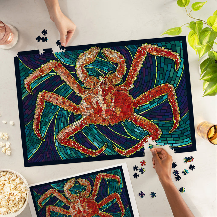 King Crab, Mosaic, Jigsaw Puzzle Puzzle Lantern Press 
