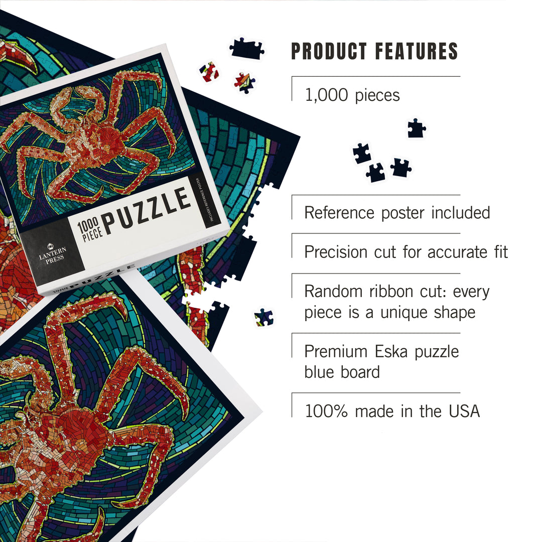 King Crab, Mosaic, Jigsaw Puzzle Puzzle Lantern Press 