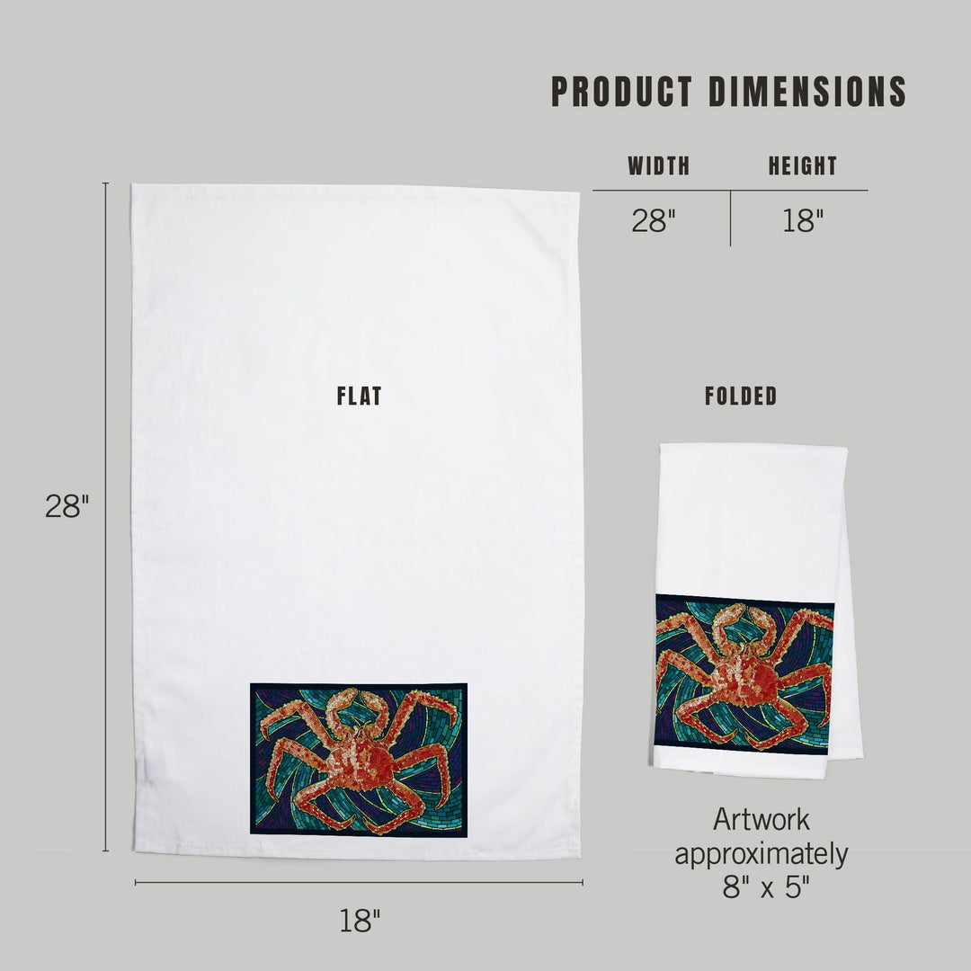 King Crab, Mosaic, Organic Cotton Kitchen Tea Towels Kitchen Lantern Press 