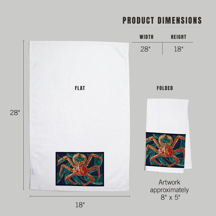 King Crab, Mosaic, Organic Cotton Kitchen Tea Towels Kitchen Lantern Press 