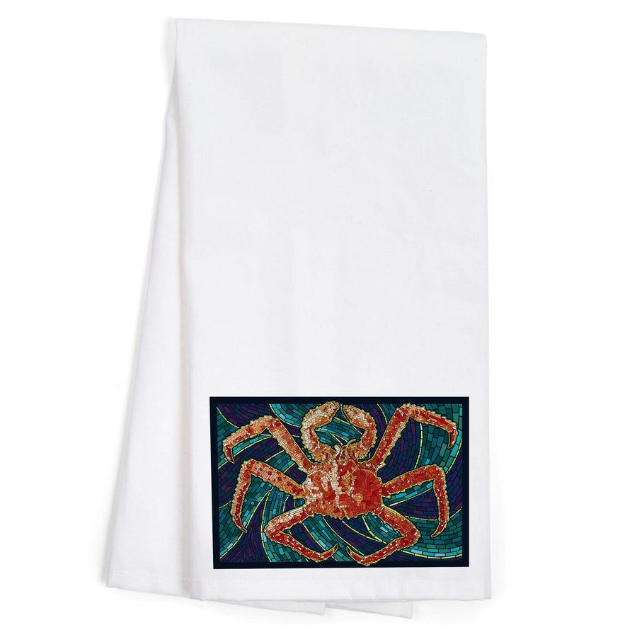 King Crab, Mosaic, Organic Cotton Kitchen Tea Towels Kitchen Lantern Press 