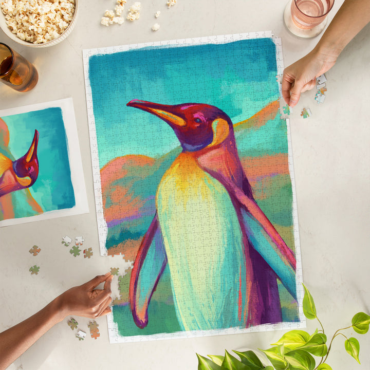 King Penguin, Vivid, Jigsaw Puzzle Puzzle Lantern Press 