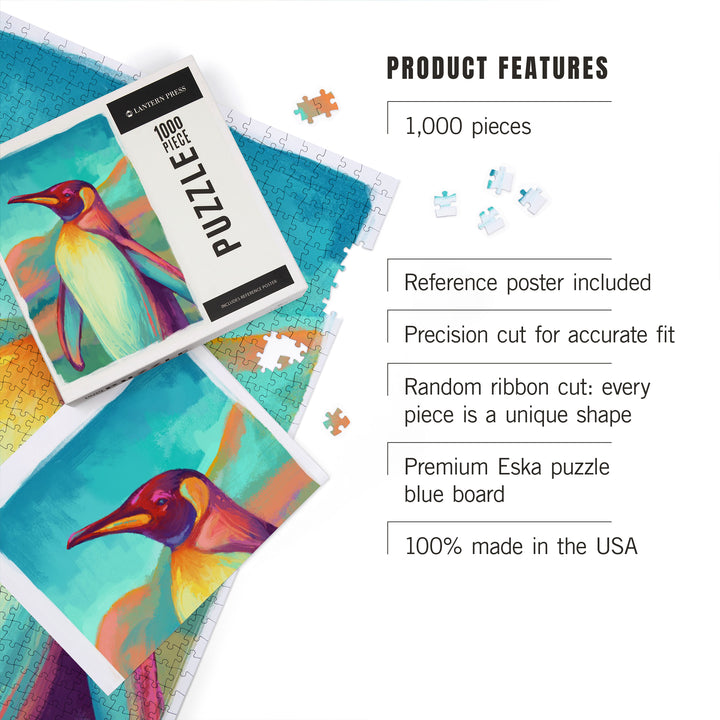 King Penguin, Vivid, Jigsaw Puzzle Puzzle Lantern Press 